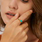 R0295 Simple Retro Oval Turquoise Ring for Women Fashion Ring