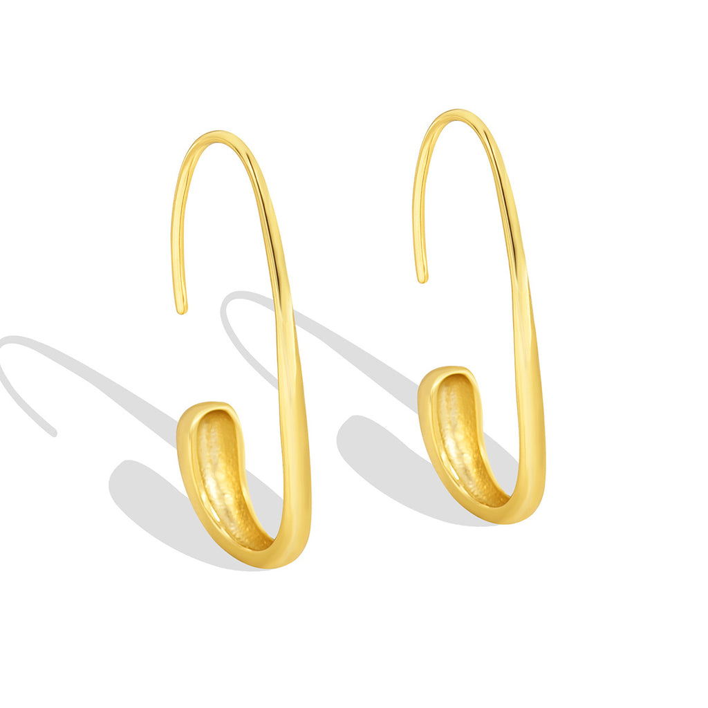 E0288Metallic Egg-Shaped Ear Hooks for Women New Trendy Fashion Earrings Minimalist Style Ear Jewelry