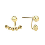 E0385 Front and Back Hanging Round Bead Earrings for Women Fashionable Metal Minimalist Gold Bean Smile Earrings