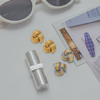 18K Gold Stainless Steel Threaded Color Block Earrings Non-Fading Jewelry