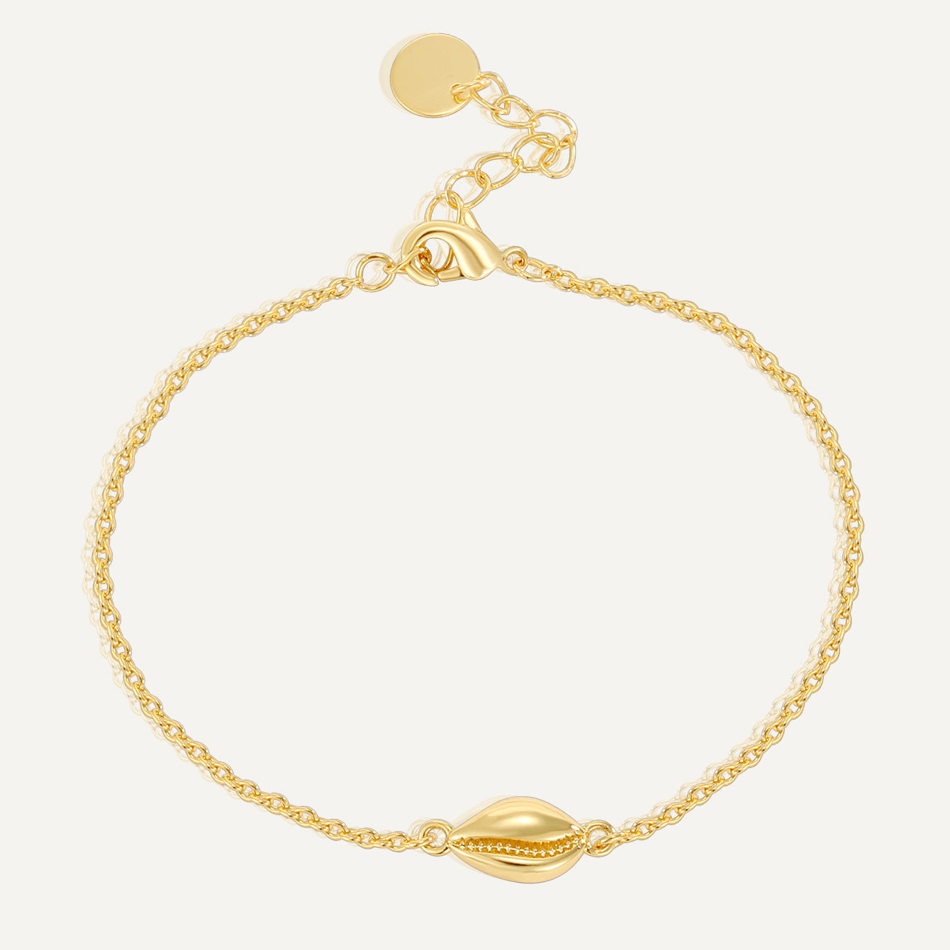 14K Gold-Plated Brass Shell Bracelet with polished design details