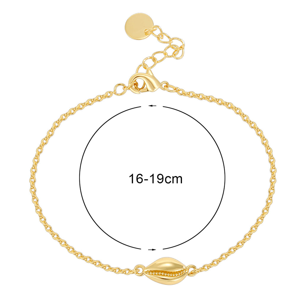 14K Gold-Plated Brass Shell Bracelet with gold-tone brass construction