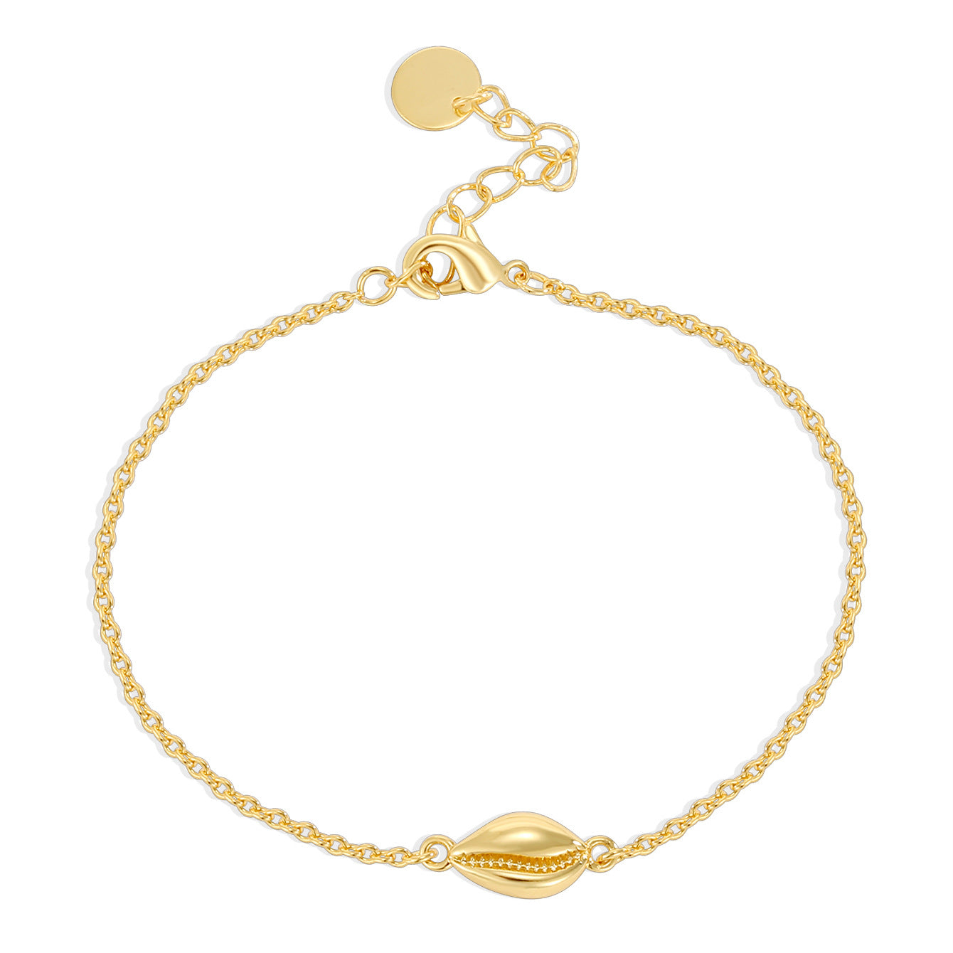 14K Gold-Plated Brass Shell Bracelet with a refined design profile