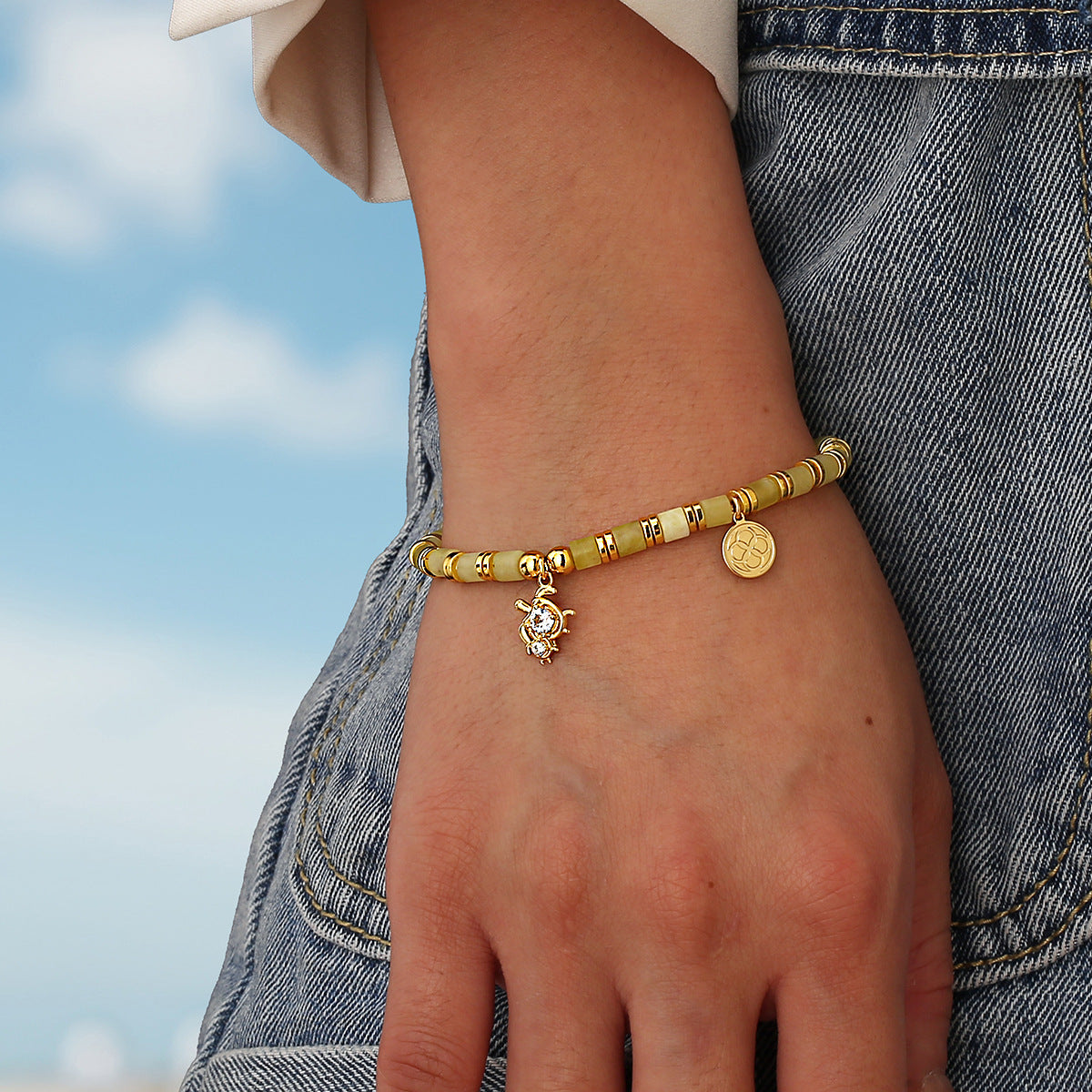 14K Gold-Plated Brass Turtle CZ Bracelet for private-label fashion jewelry buyers