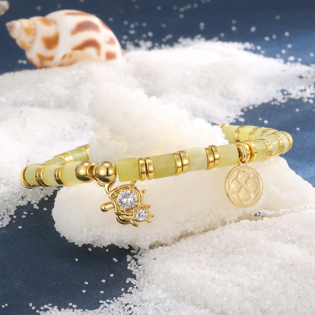 14K Gold-Plated Brass Turtle CZ Bracelet with gold-tone brass construction