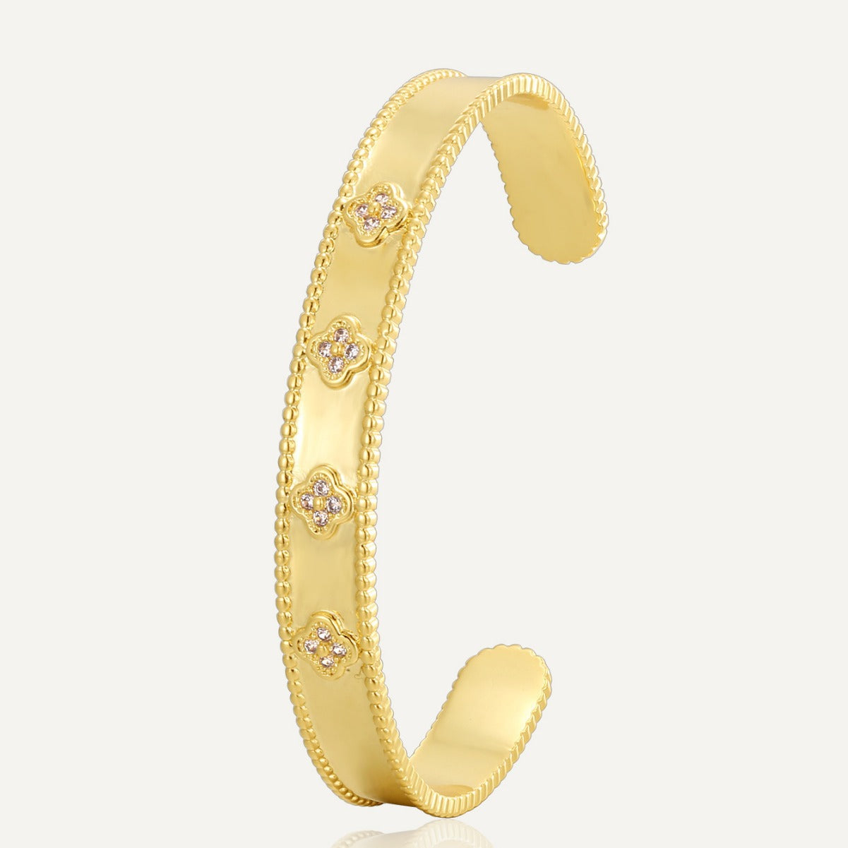 CYB0165 Lucky Four-Leaf Clover Copper Bracelet Zircon Open Simple Women's Bracelet