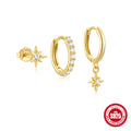 925 Sterling Silver Sterling Eight Pointed Star Earrings With Diamond Inlay — collection product image 06