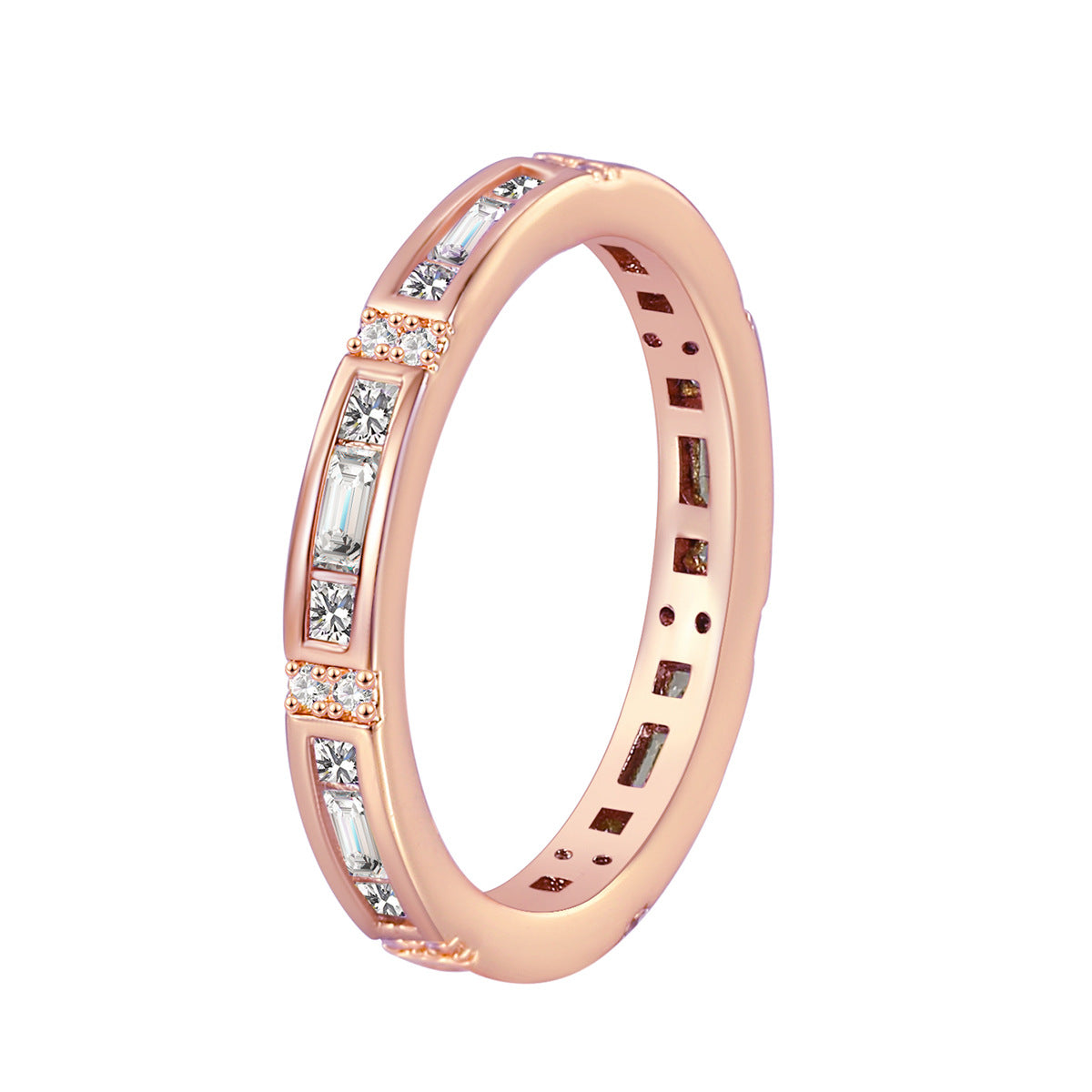 R0242 New Style Ring for Women, Copper Plated with Real Gold, Inlaid with Zircon, Fashionable and Unique Jewelry Accessory