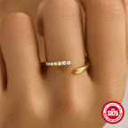 S925Sterling Silver Curved Petal Single Row Diamond Luxury Stacked Open Ring Hot Selling Index Finger Ring