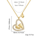 CYN0111 Heart Footprint Copper Necklace Baby Heart-Shaped Foot Pendant Footprints of Love Collarbone Chain