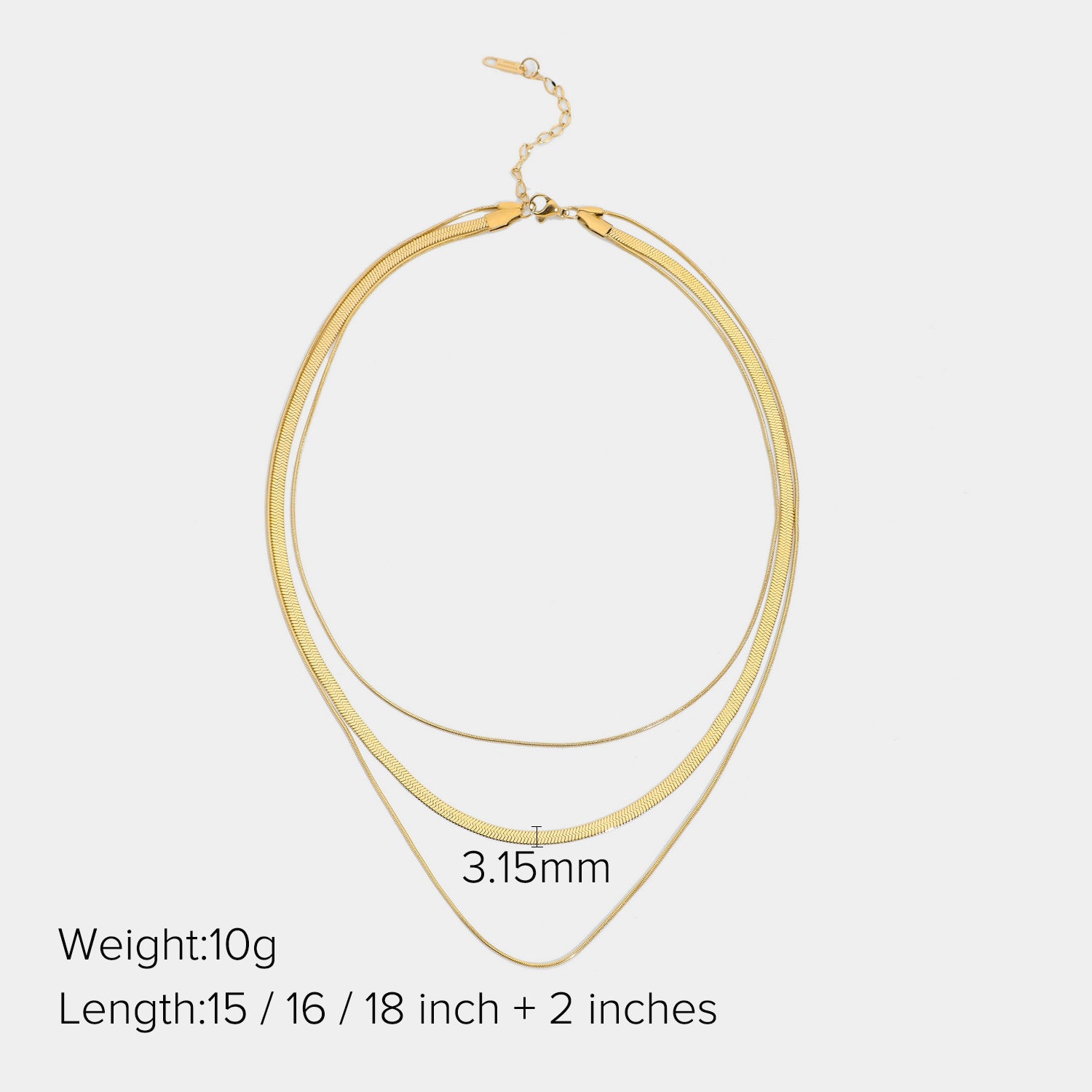 European Style Three-Layer Snake Chain Necklace Fashionable Women's Layered Jewelry14K Gold-plated Stainless Steel Chunky Necklace
