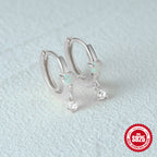 S925Pure Silver Petite Opal Earrings Sweet Ear Cuffs Small Hoop Ear Bone Clips Ear Jewelry