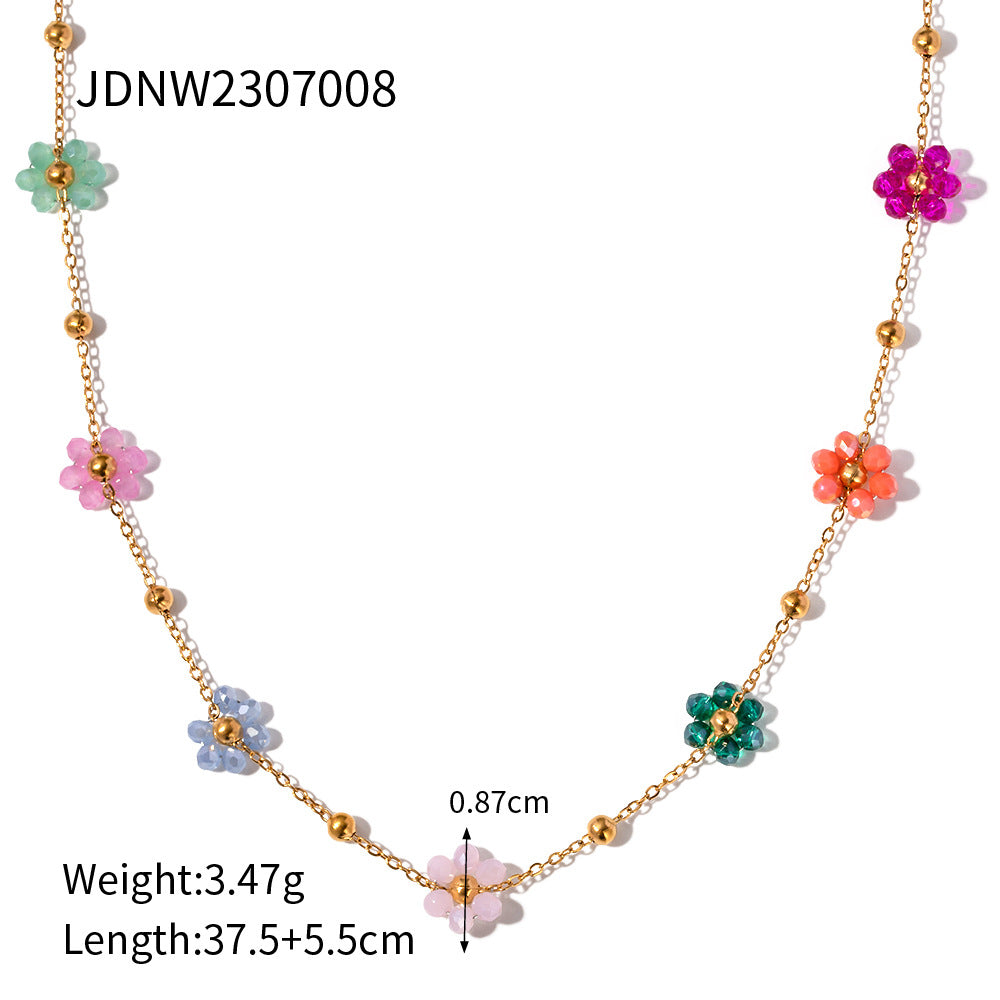 Bracelet Design for Women18K Stainless Steel Bracelet Handmade Colorful Small Flower Chain Bracelet
