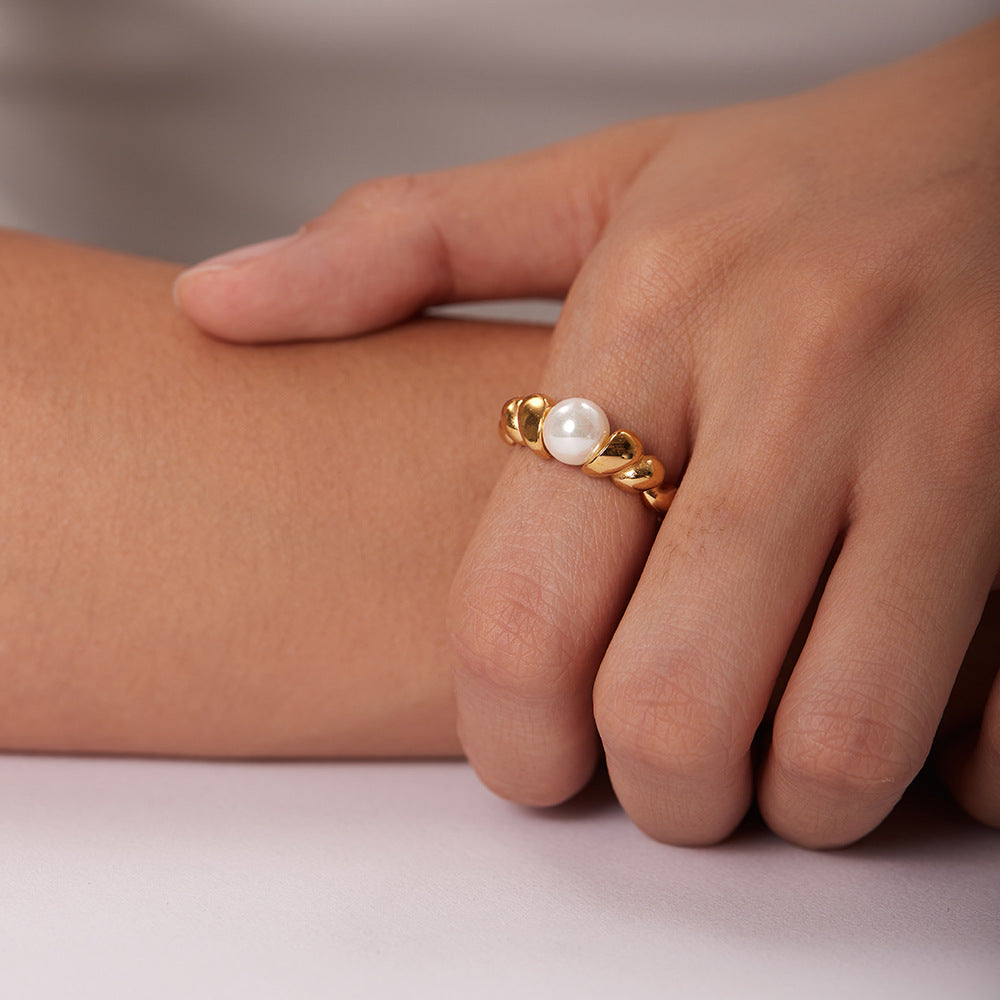 2H Vintage Style18K Gold-Plated Stainless Steel Ring Braided Style Ring for Women Fashion Ring Style