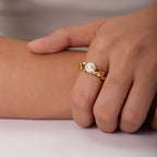 2H Vintage Style18K Gold-Plated Stainless Steel Ring Braided Style Ring for Women Fashion Ring Style