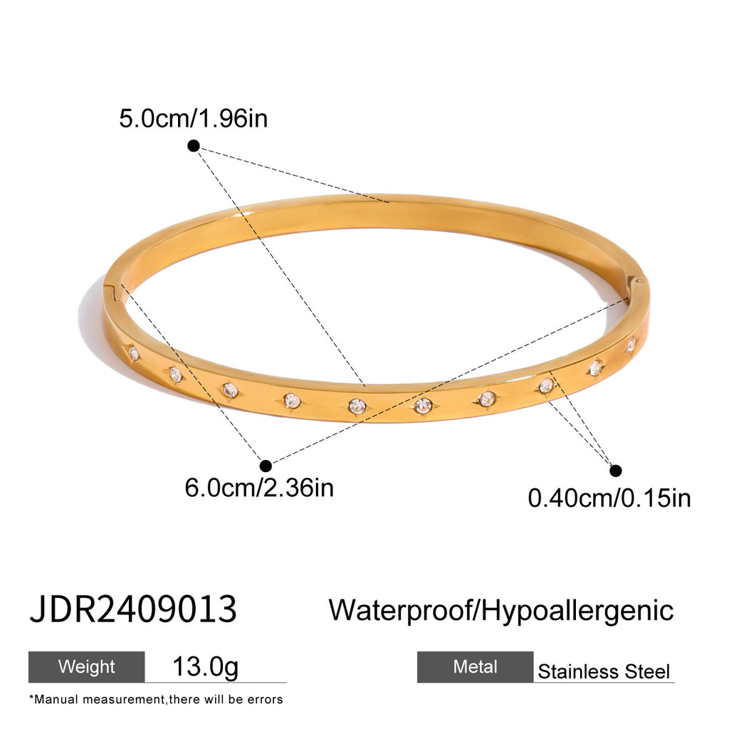Stainless Steel Zircon Bracelet Clasp Bangle Wristband
