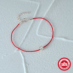 S925 Sterling Silver Red Rope Single Diamond Inlaid Women's Bracelet