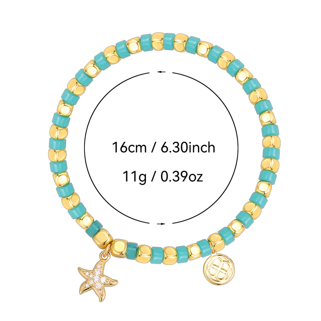 CYB0232 Copper plating14k Golden Star Zircon Bracelet Design Star Beads
