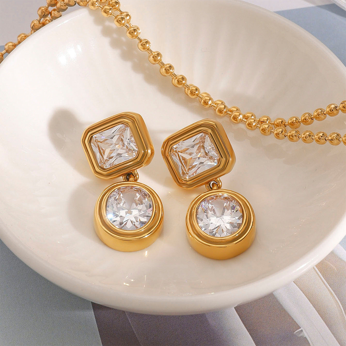 2H Stainless Steel White Zircon Earrings Stud Earrings Jewelry earrings