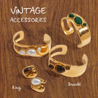 Natural Stone Hollow Open Bracelet for Women, Non-Fading Jewelry, Stainless Steel Ring Accessories