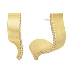 E0699 Geometric Origami Irregular Earrings for Women Copper Plated Real Gold Micro Inlaid White Zircon Fashion Earrings