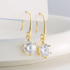 E0762 French Six-Claw Zirconia Earrings for Women with Plated Hooks18K Gold accessories