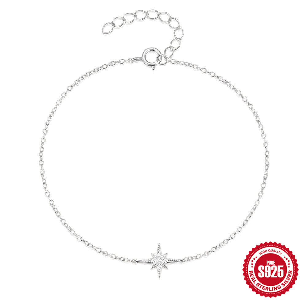 925 Sterling Silver Octagonal Star Zircon Bracelet Korean Style — jewelry style image 05