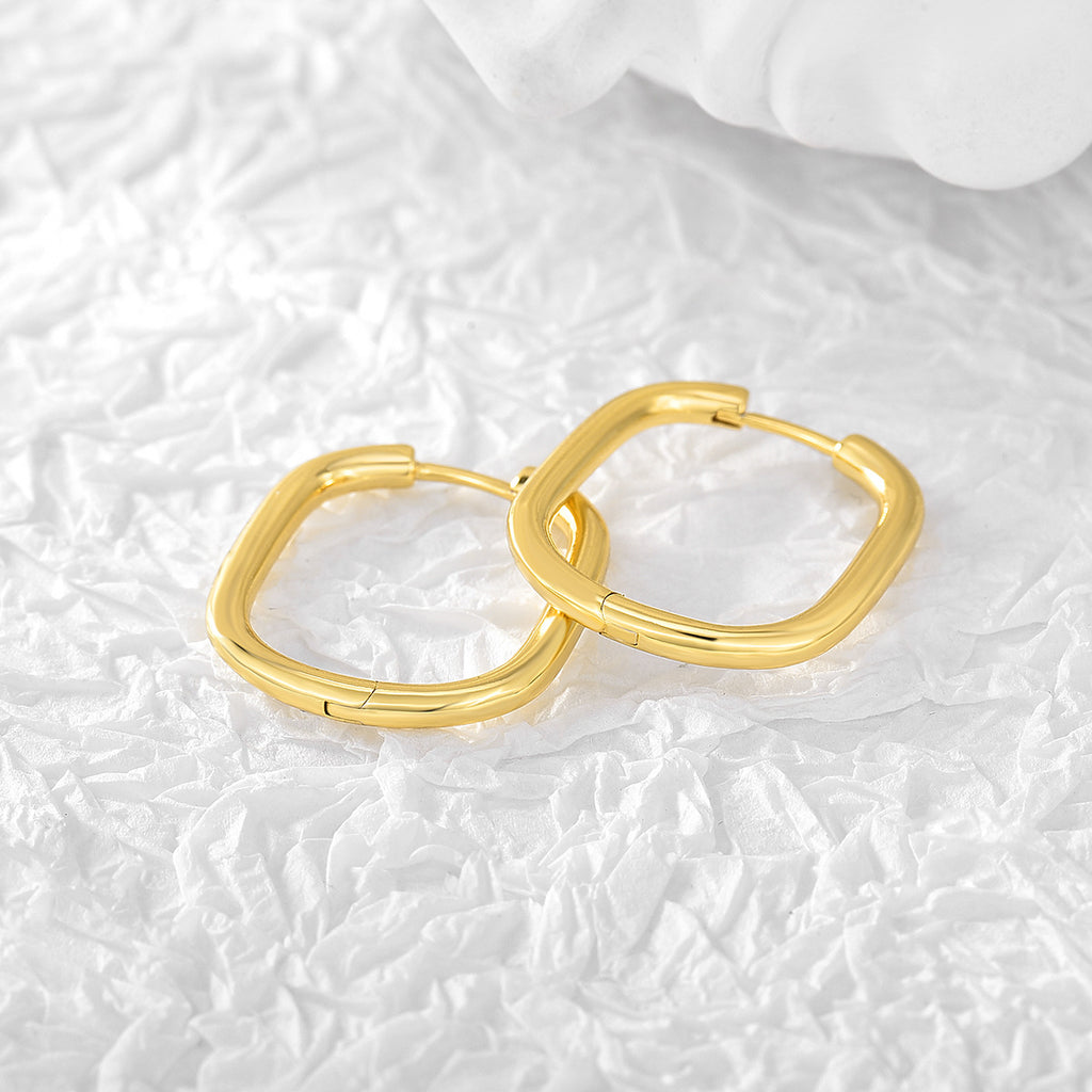 Gold-Plated Brass Geometric Oval Earrings in a gold-tone brass finish