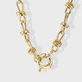 18K Gold-Plated Brass Geometric Round Necklace featuring geometric detailing