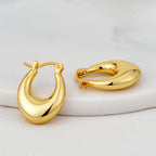 E0640 Minimalist Fashion Elegant Design Earrings for Women Copper Gold Plated Cool Style Smooth Hoop Earrings