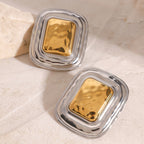 2H Stainless Steel Square Geometric Stud Earrings Autumn Winter Exaggerated Ear Jewelry Accessories
