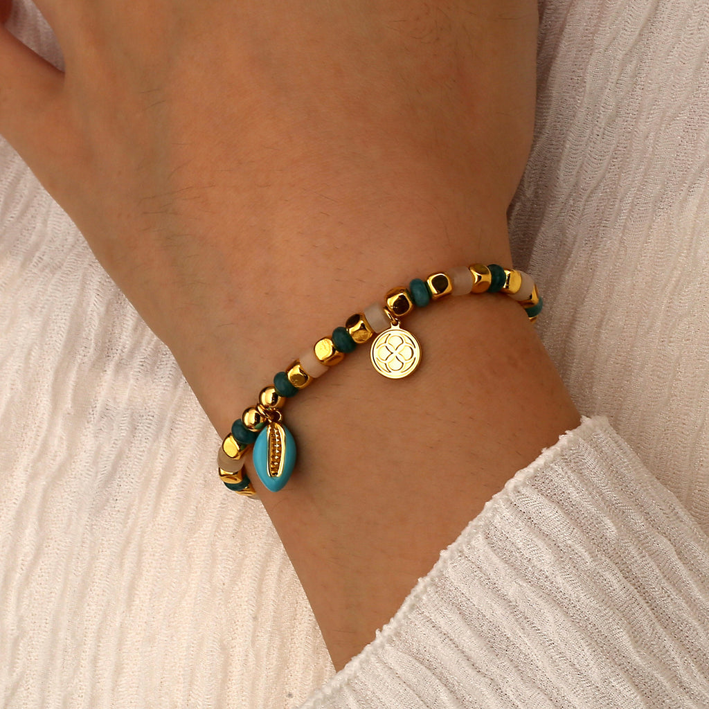 B0336 Casual Coffee Bean Pendant Bracelet Fashion Elegant Jewelry Chalcedony Stone Beaded