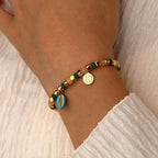 B0336 Casual Coffee Bean Pendant Bracelet Fashion Elegant Jewelry Chalcedony Stone Beaded