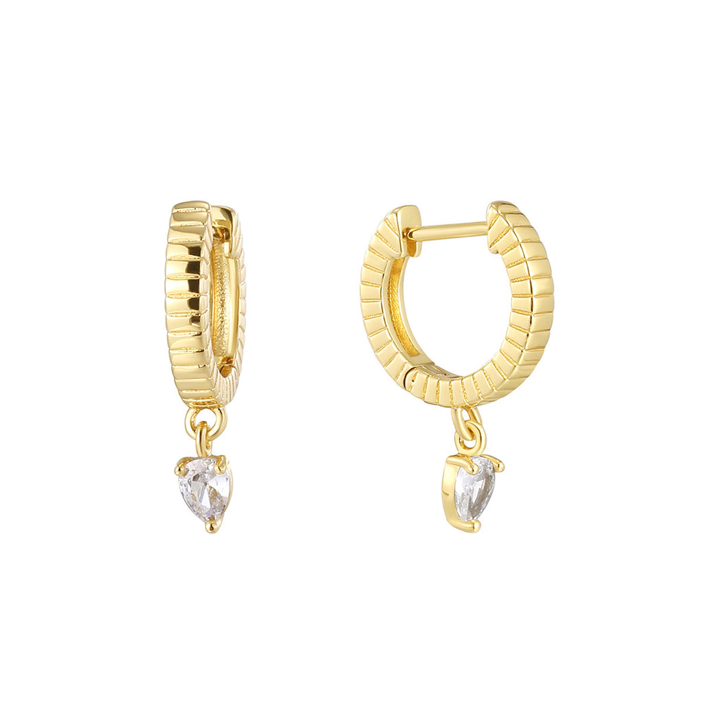 E0752 French Retro Fashion Design Earrings for Women, Water Drop Shape Zircon Simple Drop Earrings