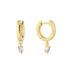 E0752 French Retro Fashion Design Earrings for Women, Water Drop Shape Zircon Simple Drop Earrings