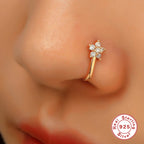New S925Sterling Silver Geometric Water Drop Lightning Diamond Nose Ring Creative Style nose cuff Piercing jewelry