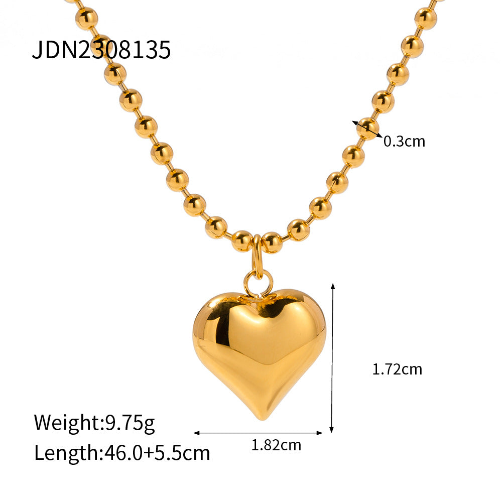 Stainless Steel Heart Pendant Necklace Collarbone Chain Jewelry necklace