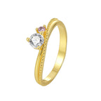 R0532 Fashion Trendy Ring for Women Retro Simple Design with Two-tone Zircon