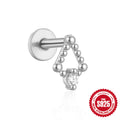 925 Sterling Silver Flat Threaded Piercing Earrings With Opal — fashion jewelry image 23 — jewelry finish and design detail