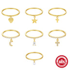 New S925Sterling Silver Single Row Diamond Moon Star Pendant Engagement Ring Hot Selling Ring