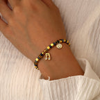 B0302 Vintage Fashion Lefu Inlaid Zircon Bracelet Blue Point Quartz Trendy Beaded