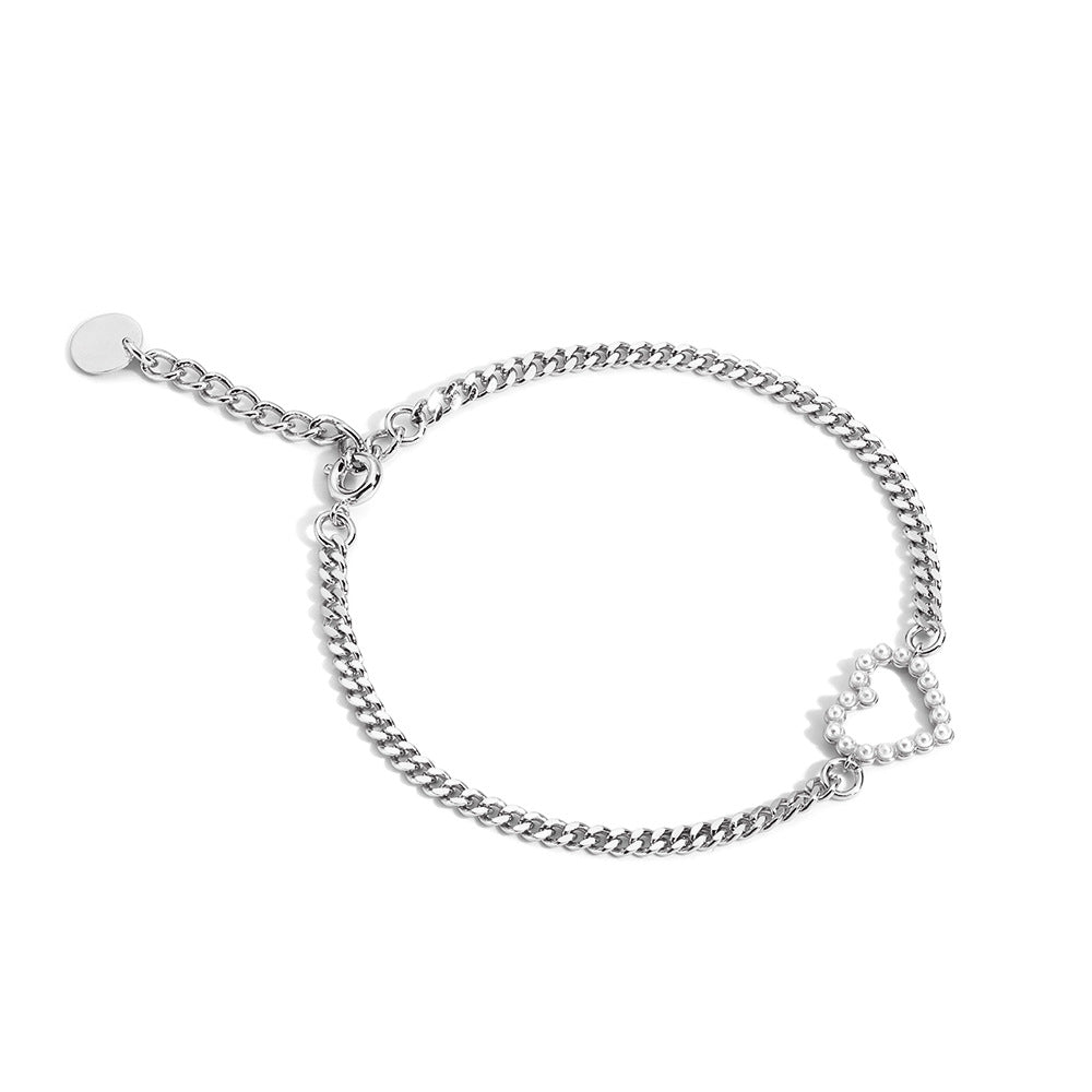 Summer Beach Heart Chain Simple Style Pearl Bracelet for Women In Stock