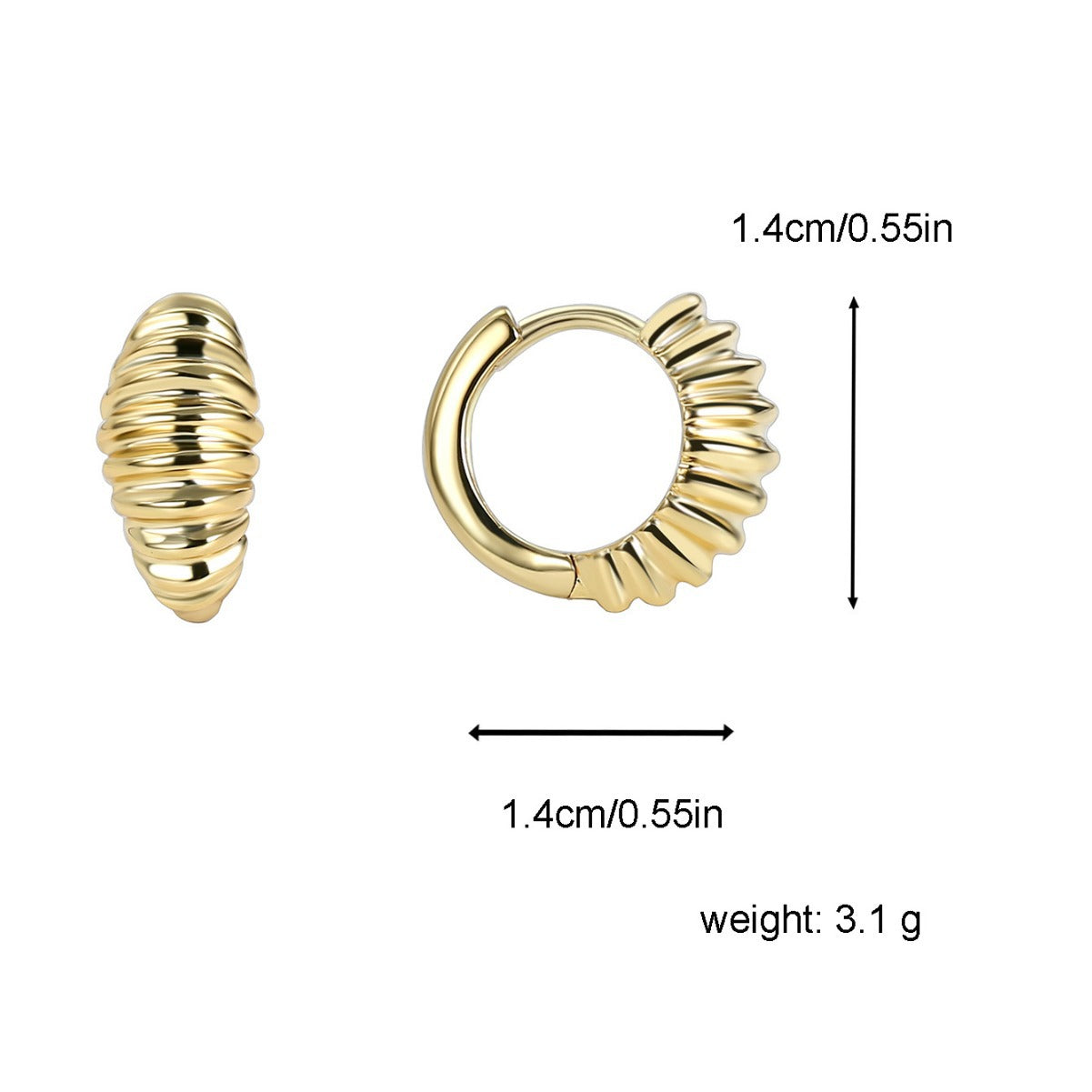 E0378 Metal Style Ear Cuff U Small Circle Real Gold Plated Earrings for Women