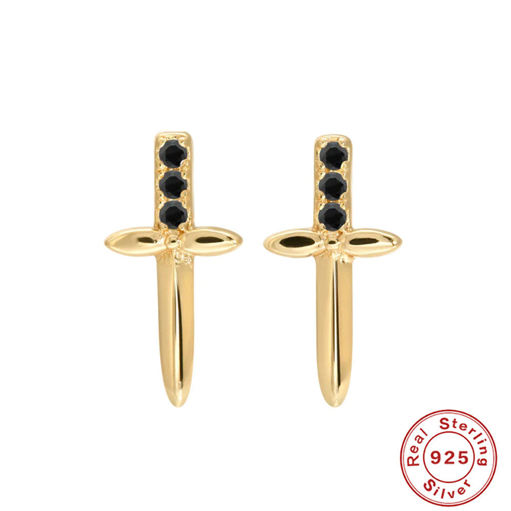 S925Sterling Silver Dagger Cross Earrings Devil's Eye Star Moon Pendant Hoop Earrings Hot-Selling Women's Earrings