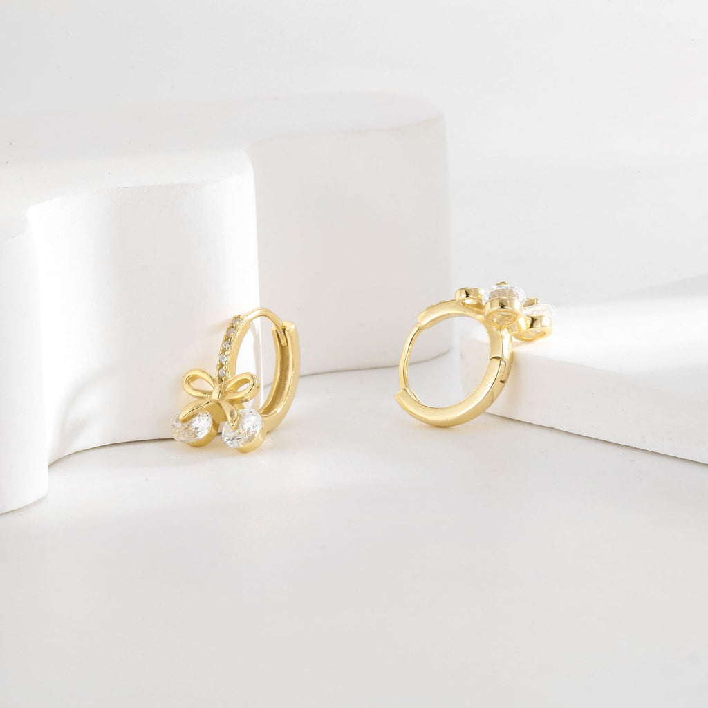 SE0262 S925Silver Fashion Zircon Earrings Bow Earrings