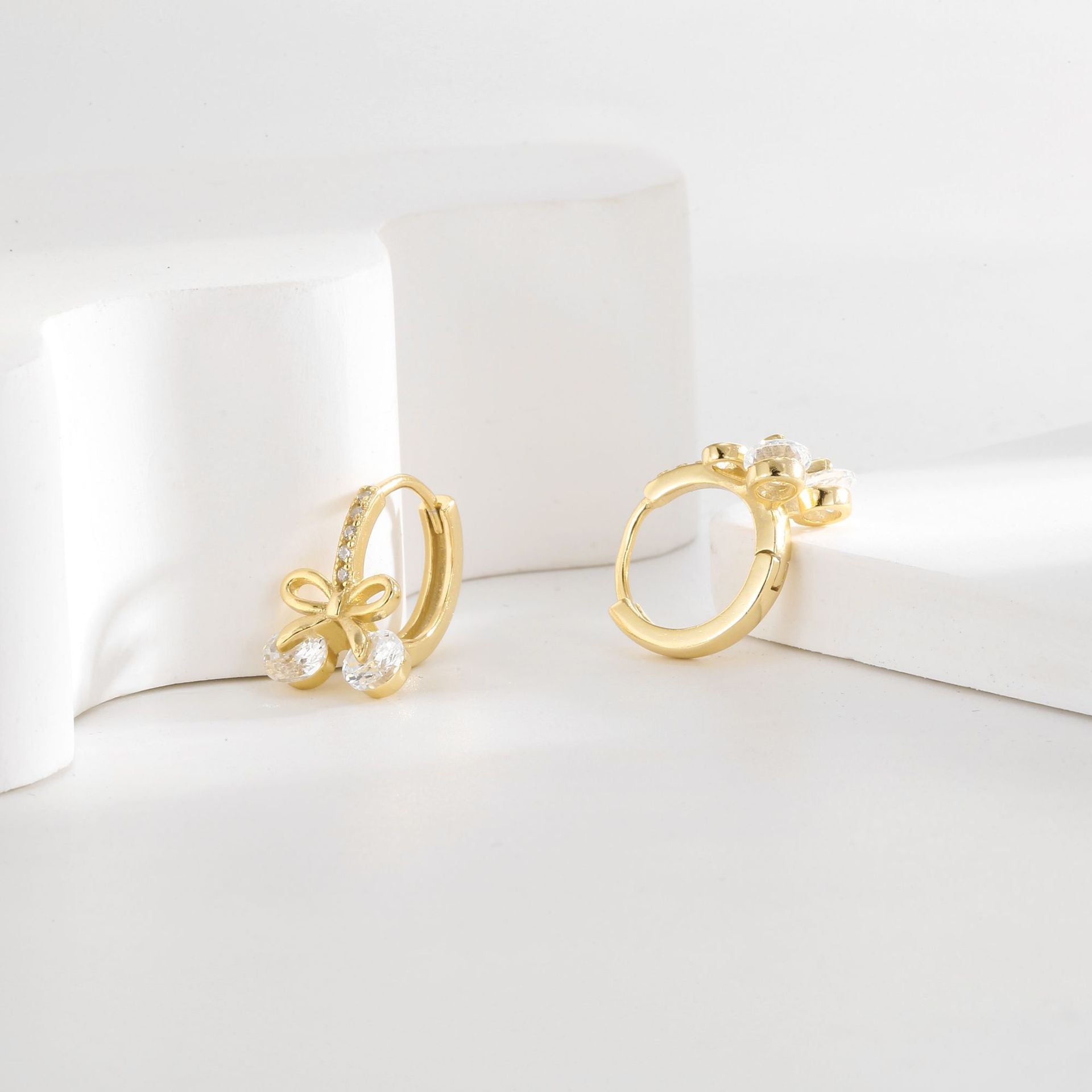 SE0262 S925Silver Fashion Zircon Earrings Bow Earrings