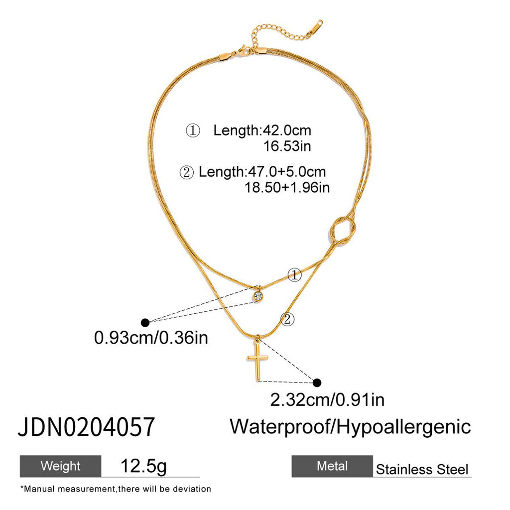 2H Cross Necklace Collarbone Chain Non-Fading Stainless Steel Jewelry for Women