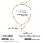 2H Cross Necklace Collarbone Chain Non-Fading Stainless Steel Jewelry for Women