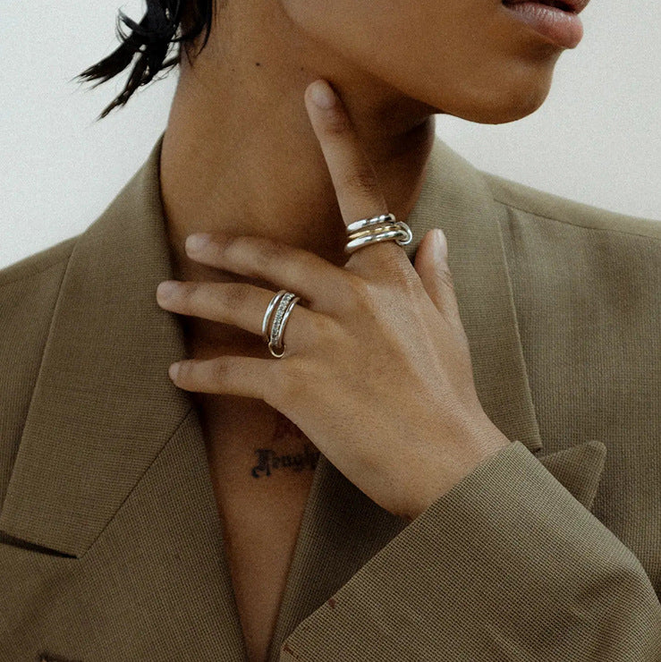 2H Stainless Steel Stacking Rings Color-Block Interlocking Rings rings