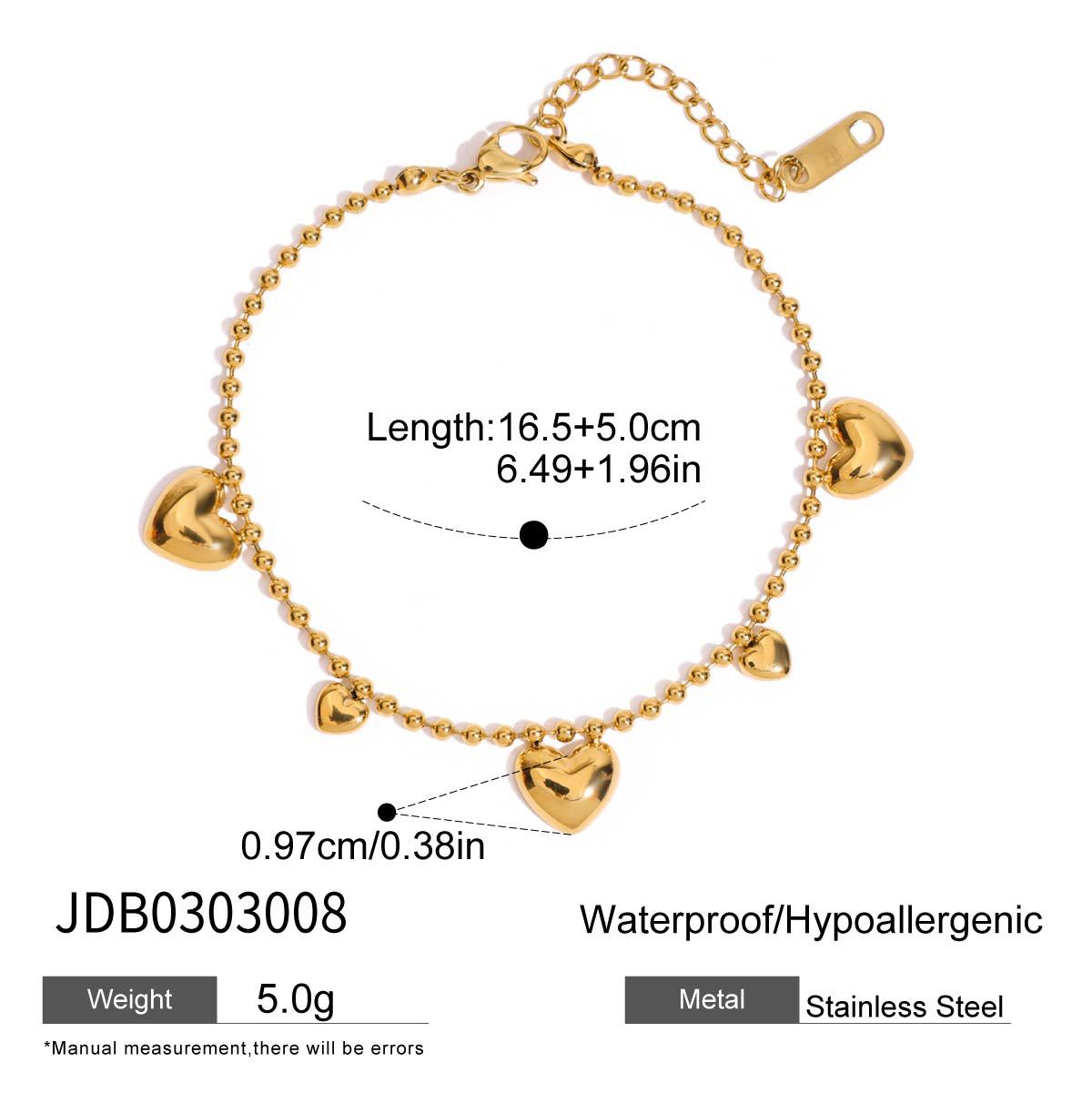 Stainless Steel Heart Bracelet18k Non-Fading Jewelry